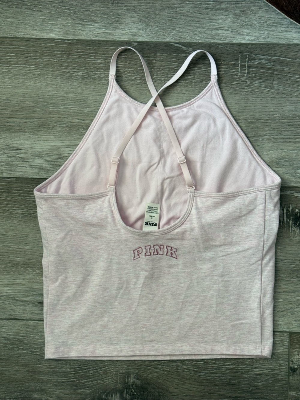 VS PINK Women’s Light Pink Cross-Back Tank Top